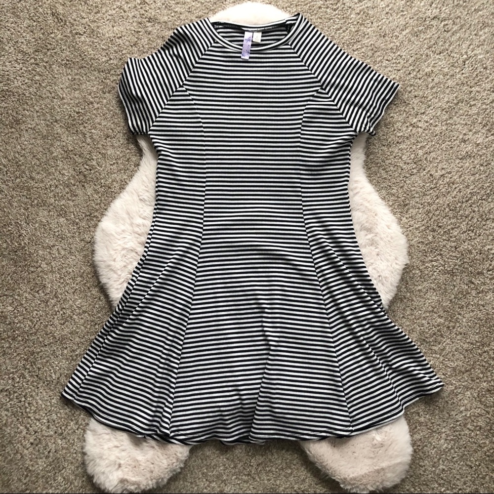 Francesca’s Black and White Striped Skater Dress